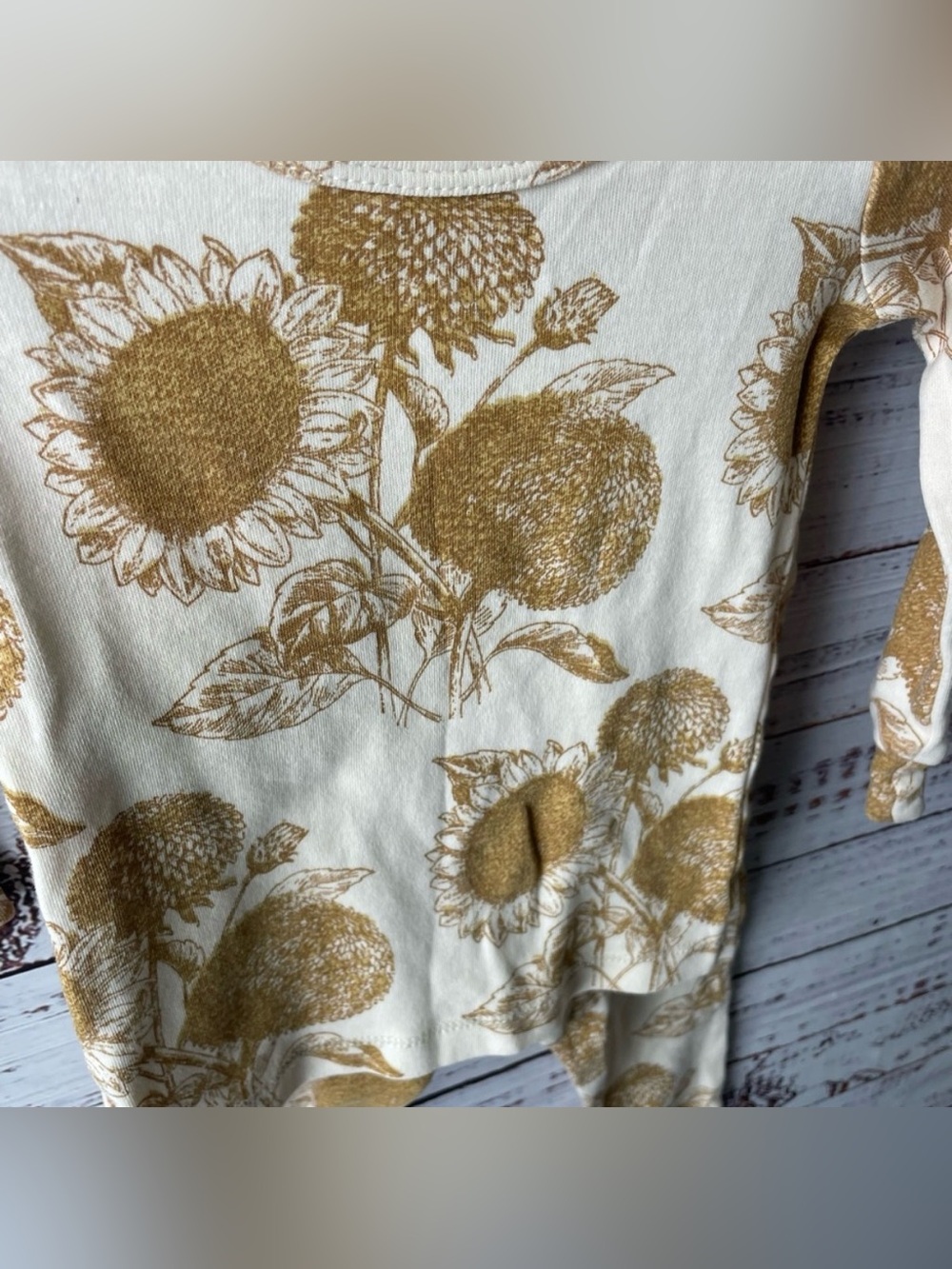 Kate Quinn // Classic Sunflowers Cream and Gold Two Piece Cotton Pajama Set - Picture 2 of 6